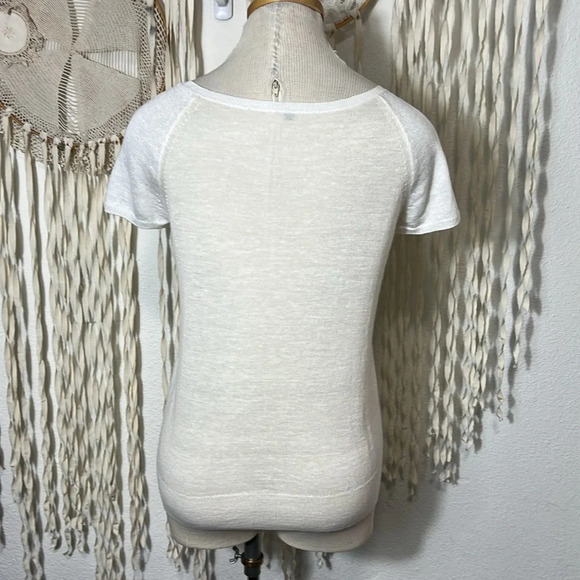 Loro Piana Cream and Ivory Cashmere/Silk Cap Sleeve Sweater Tee Size 40 - Picture 3 of 6